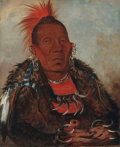 Wah-ro-née-sah, De Omringende, hoofd van de stam door George Catlin